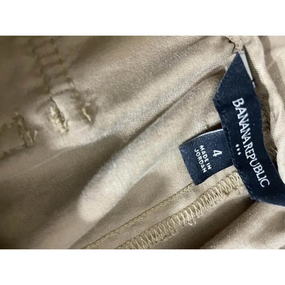 Banana Republic Womens Tan Khaki Lyocell Linen Belted Utility Jogger Pants 4